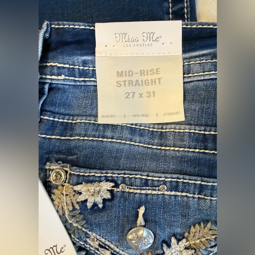 Miss Me Blue Embroidered Cropped Jeans - Picture 9 of 12